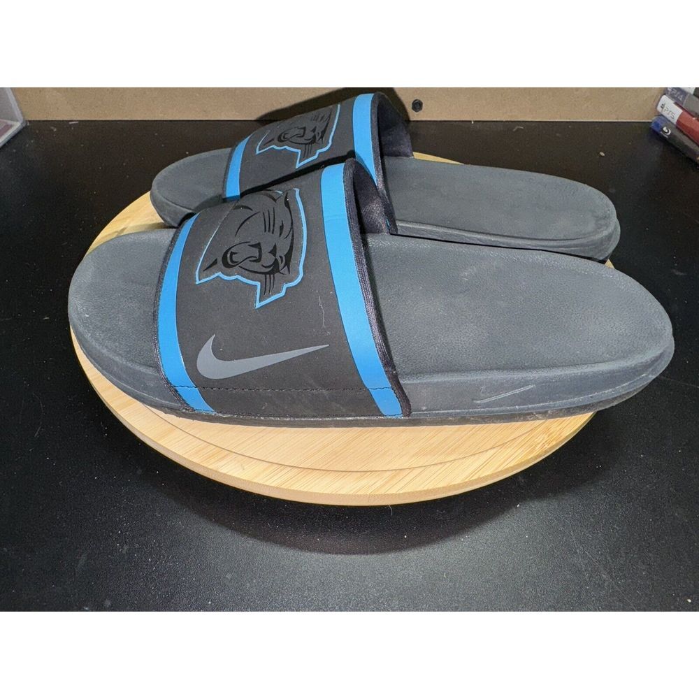 Nike Offcourt Slides Carolina Panthers Sandals‎ Mens Size 7 NFL Football EUC